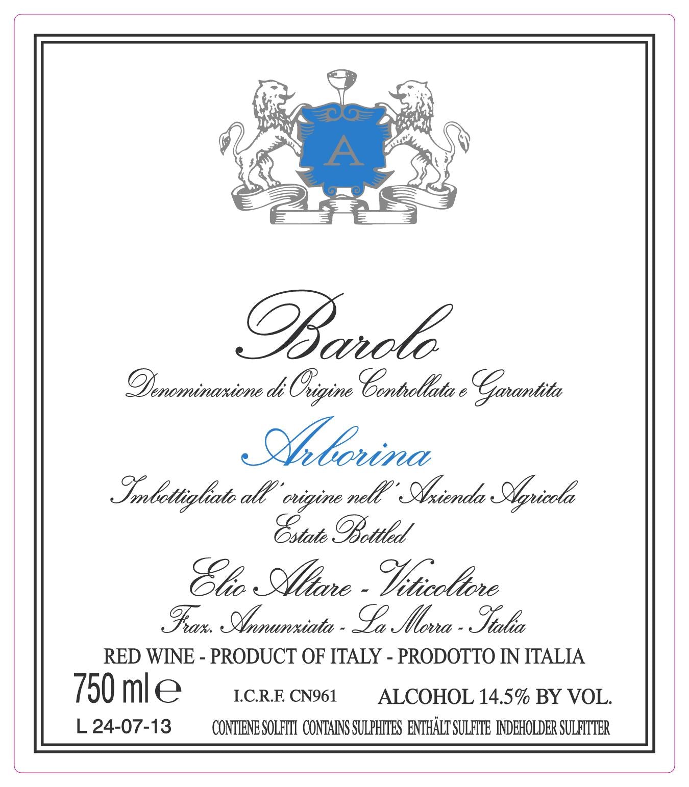 Barolo DOCG Arborina 2020 Elio Altare
