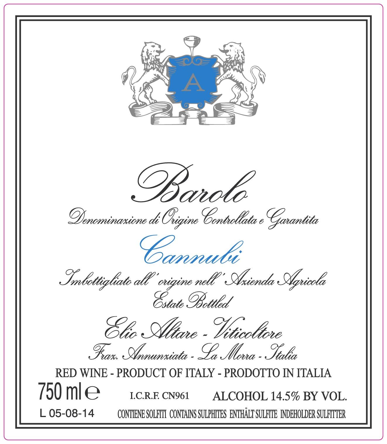 Barolo DOCG Cannubi 2020 Elio Altare