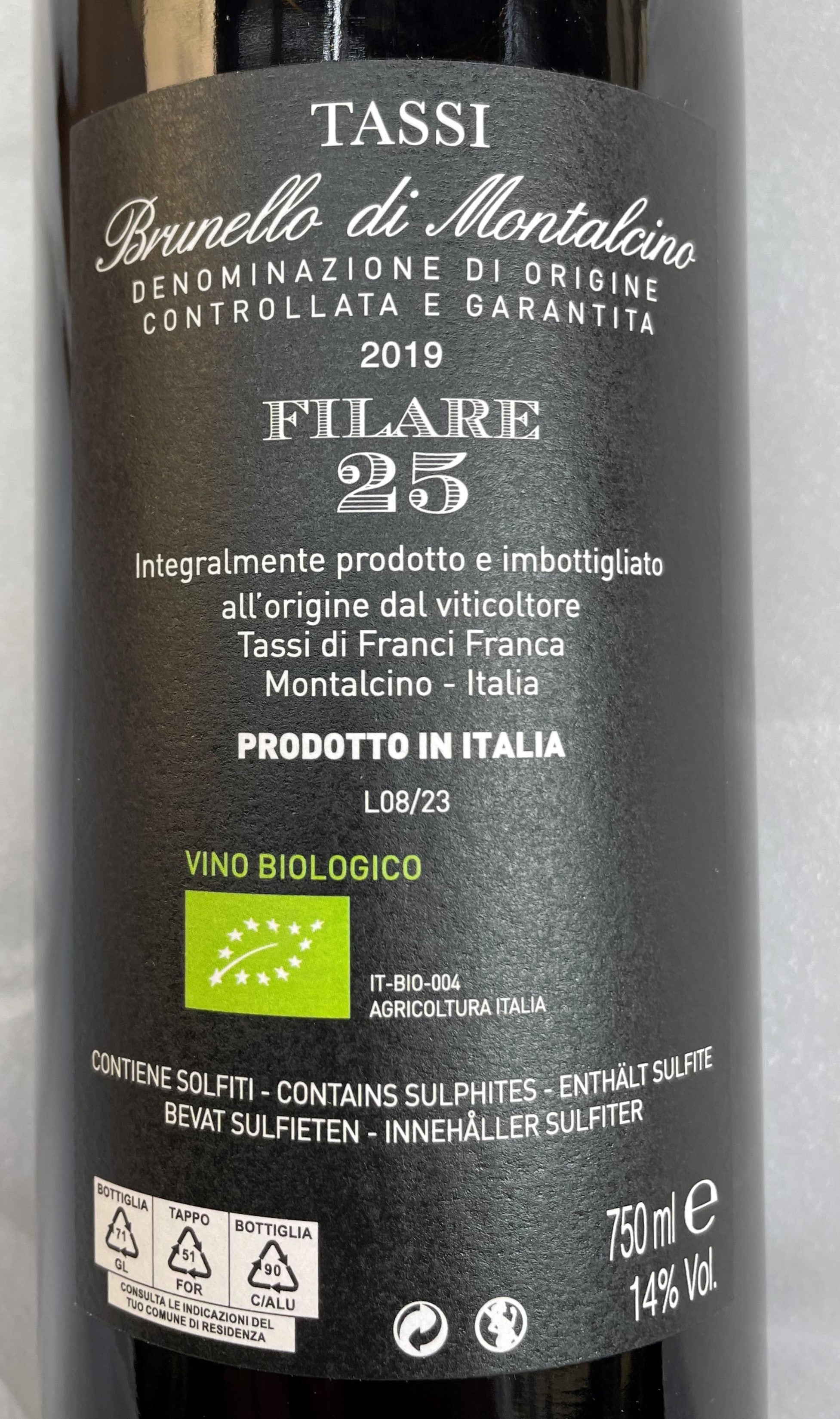 Brunello di Montalcino "Filare 25" 2019 Tassi