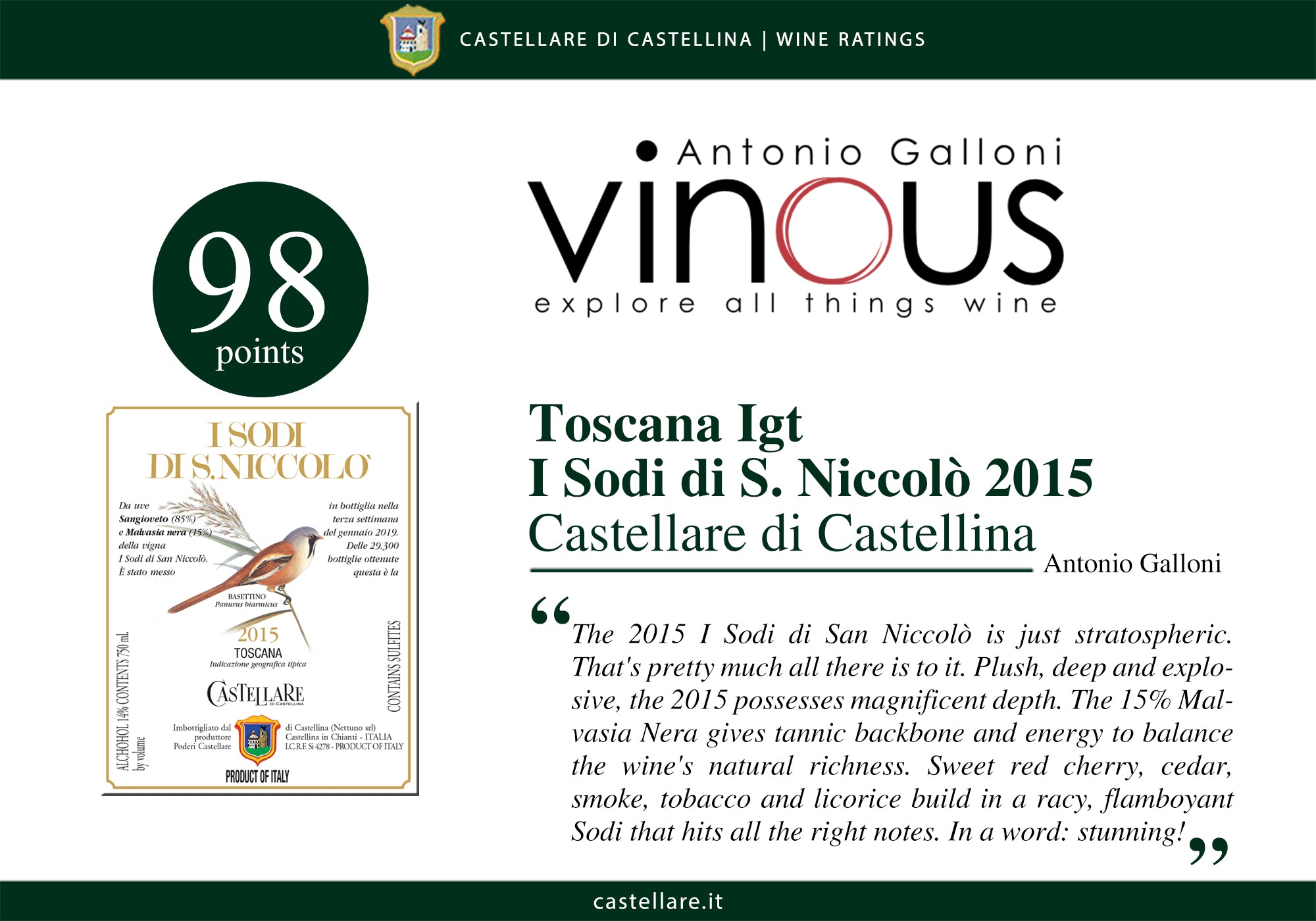 I Sodi di San Niccolò 2015 IGT Toscana Castellare di Castellina