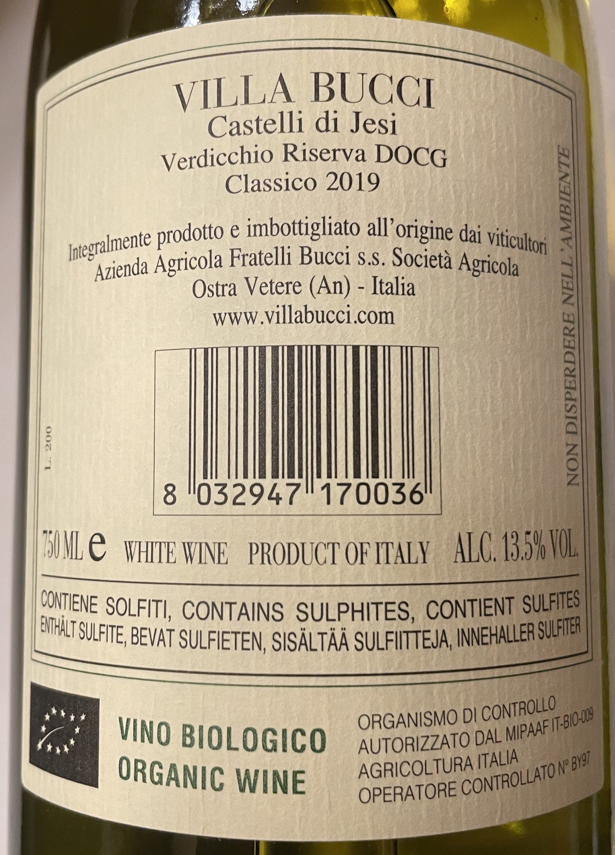 Villa Bucci Verdicchio dei Castelli di Jesi DOC Classico Riserva 2019 Vintage Collection