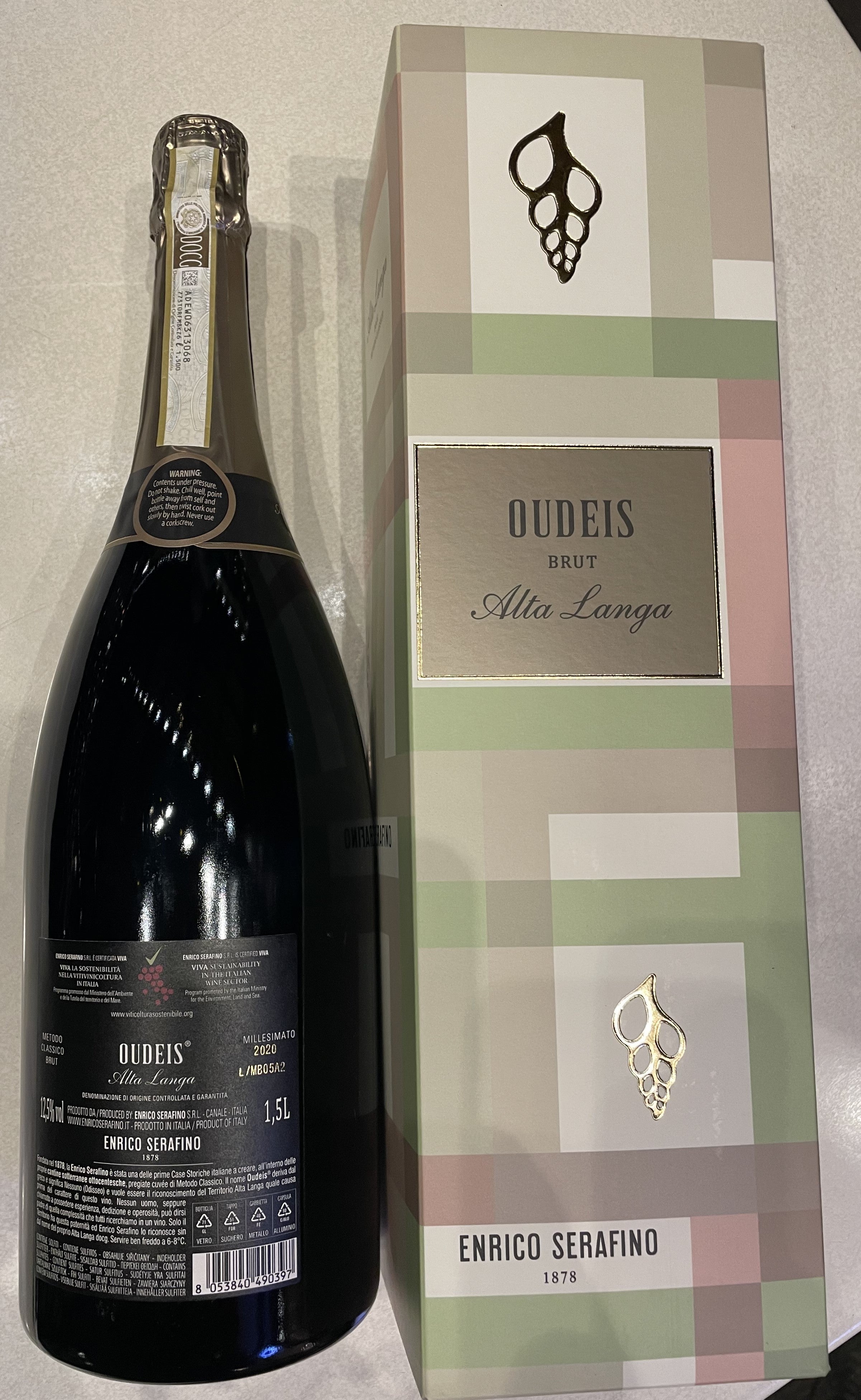 OUDEIS ALTA LANGA DOCG CLASSIC METHOD BRUT Vintage 2020 Enrico Serafino 1878 MAGNUM with box