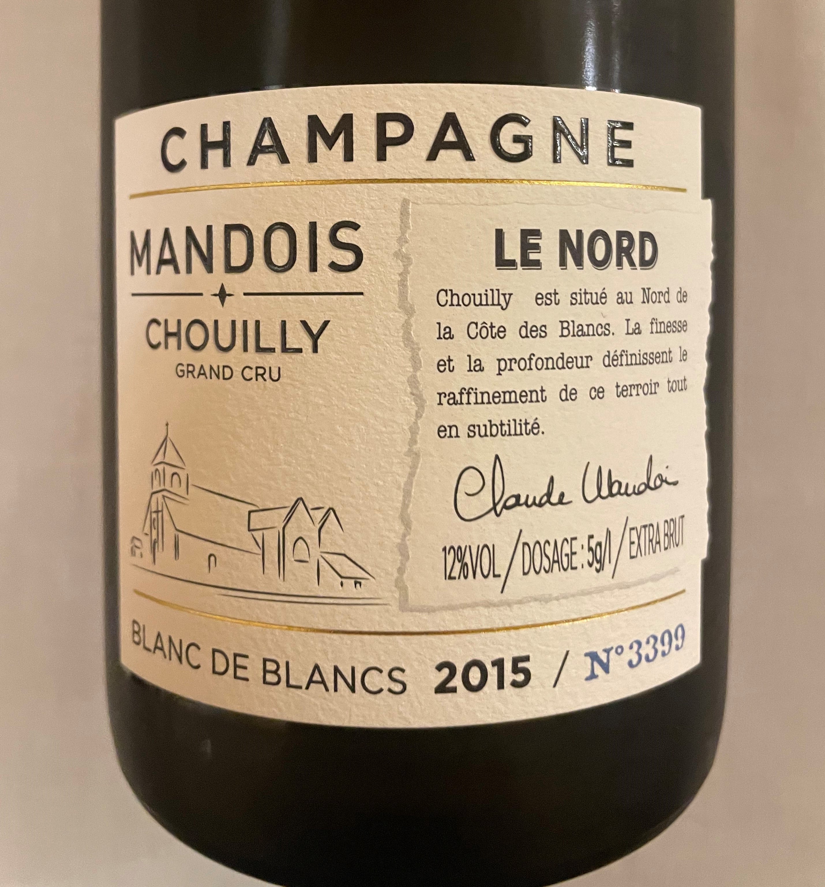 Champagne Blanc de  Blancs Chouilly Extra Brut Gran Cru 2015 LE NORD Mandois