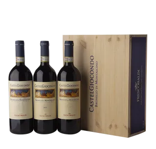 Brunello di Montalcino Castelgiocondo CAJA con 3 botellas Vertical 2016 - 2017 - 2018 Frescobaldi