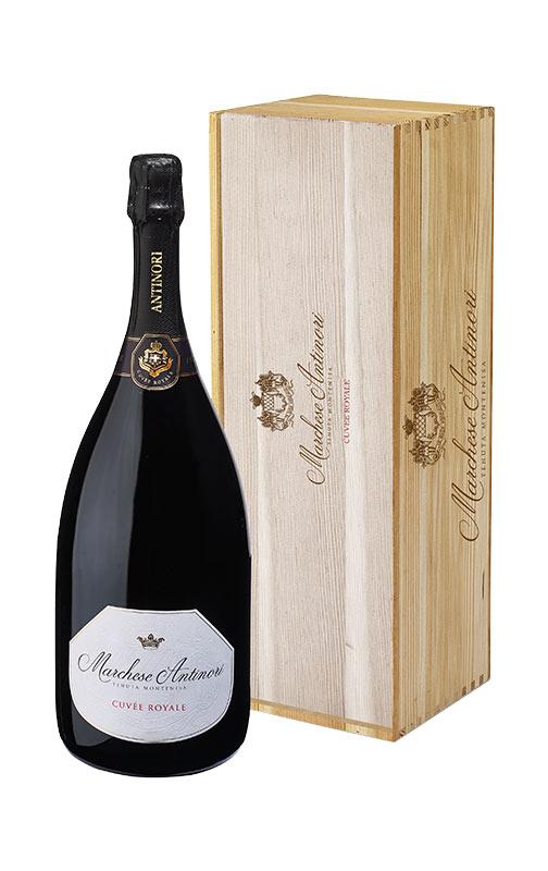 Franciacorta DOCG Brut "Cuvée Royale" Marchese Antinori Tenuta Montenisa Salmanazar Botella de 9 L CAJA MADERA
