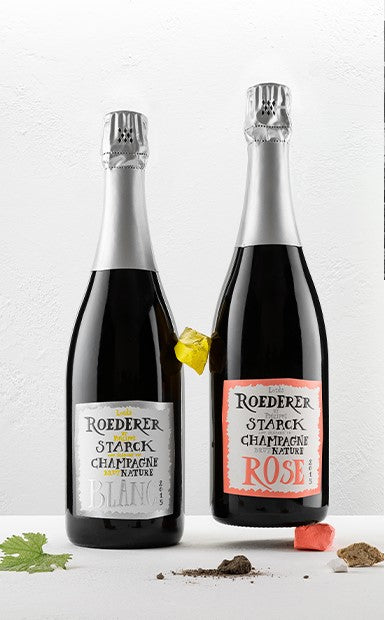 Champagne Brut Nature Rosé Philippe Starck Millésimé 2015 Louis Roederer con astuccio