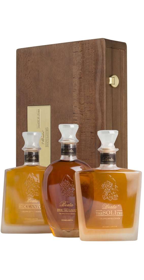 Wooden Box 3 Grappe Riserva Millesimate Berta