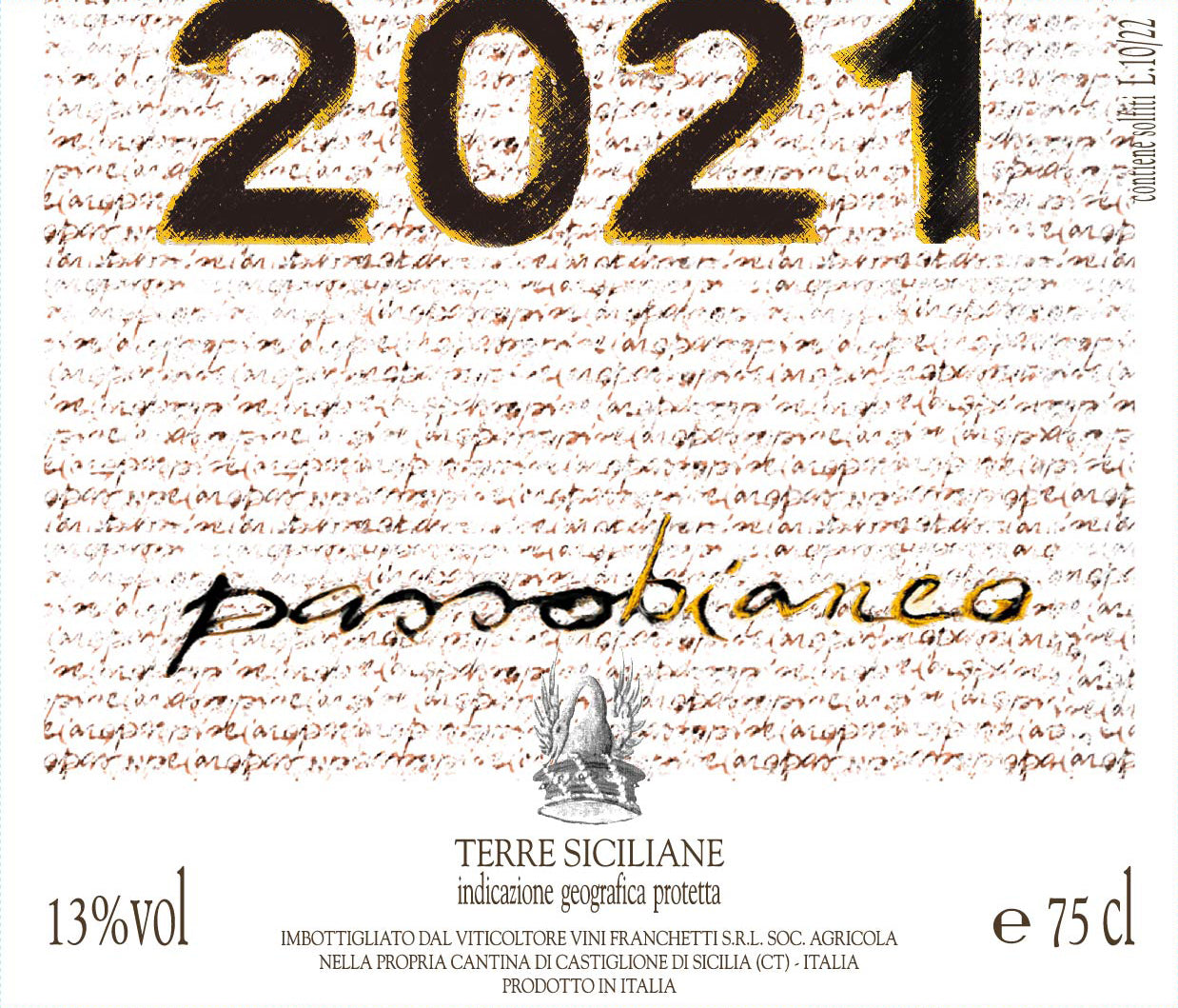 Passobianco Terre Siciliane IGP 2021 Franchetti