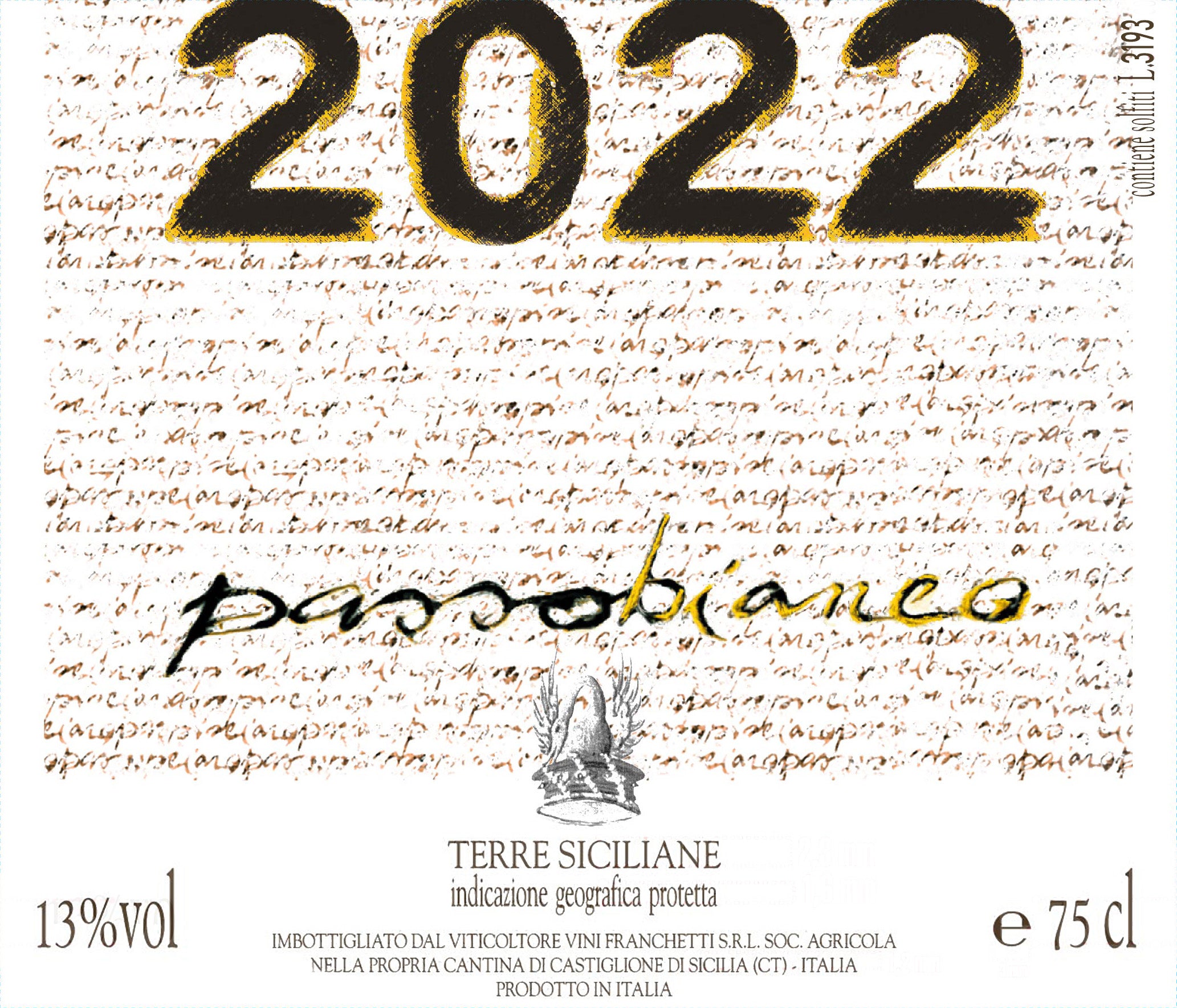 Passobianco 2022 IGT Sicilian lands Passopisciaro