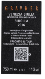 Ribolla Venezia Giulia igt 2016 Gravner