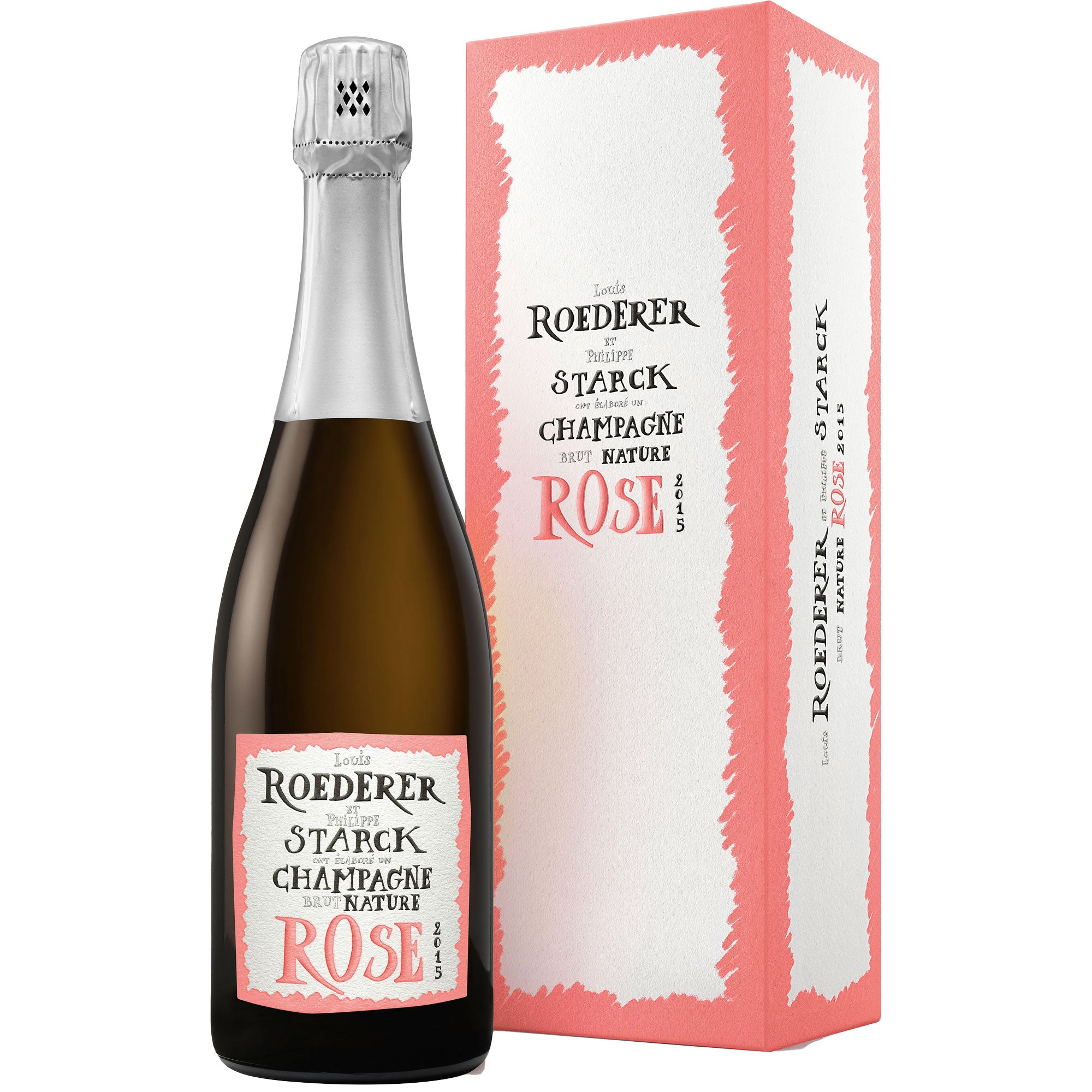 Champagne Brut Nature Rosé Philippe Starck Millésimé 2015 Louis Roederer con astuccio