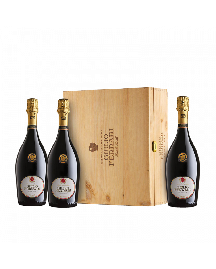 Giulio Ferrari Extra Brut Reserva del Fundador 2010 Trento DOC CAJA de madera de 3 - Ferrari
